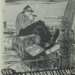 A late 1940s Soviet poster showing a US military service member lounging on top of a German factory, smoking a cigar. The text beneath reads DER DOLLARIMPERIALISMUS [dollar imperialism].